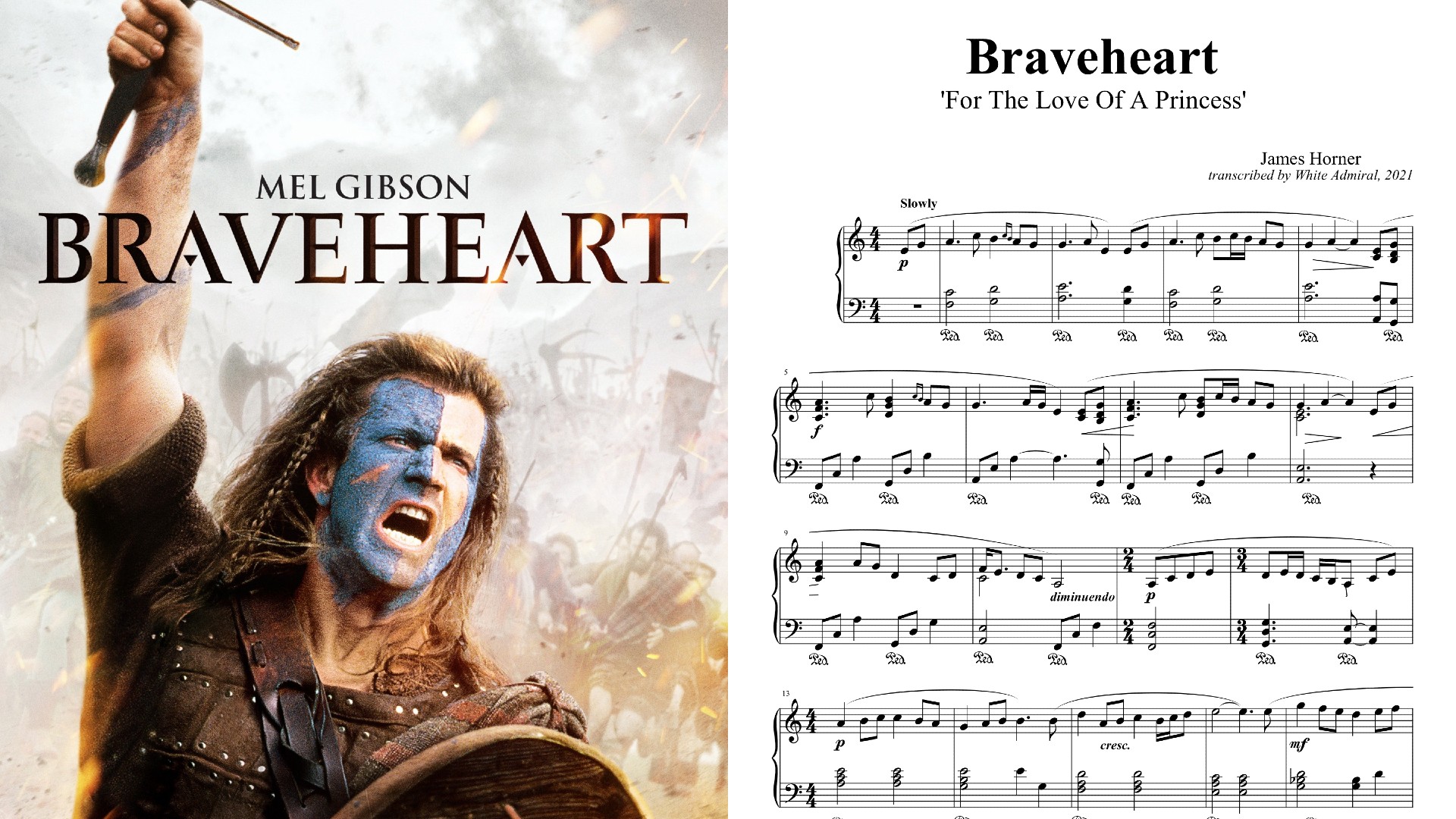 tirar a la basura Suelto Ortografía Braveheart (For The Love Of A Princess) | Piano Sheet Music Soundtracks