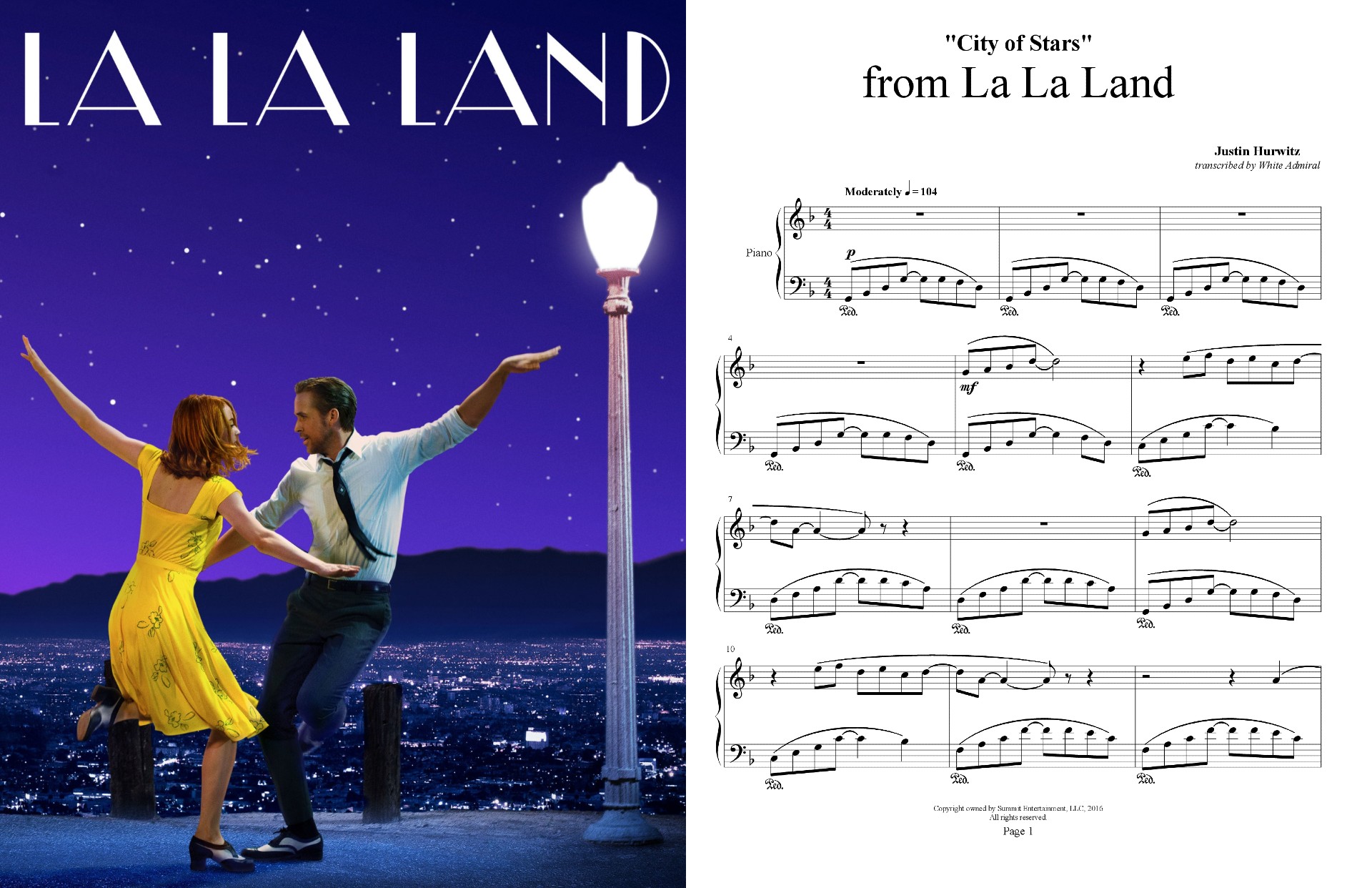 LA LA LAND City Of Stars | Piano Sheet Music Soundtracks