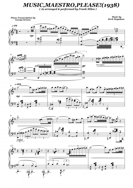 Volver a llamar Abundancia Víspera Music, Maestro, Please! (1938) - Frank Milne (Piano Transcription) | Piano  Sheet Music Soundtracks